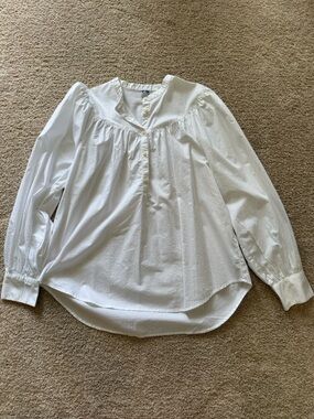 Old Navy White Cotton Blouse L Tall Long Sleeve Flowy Top